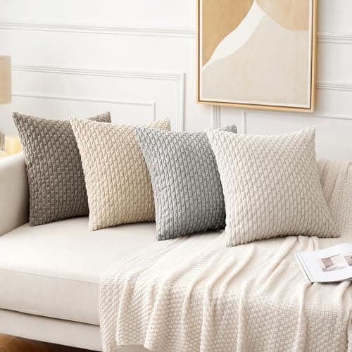 MIULEE 4er Set Dekorative Kissenhülle Wohnzimmer Schlafzimmer Orange Grün
