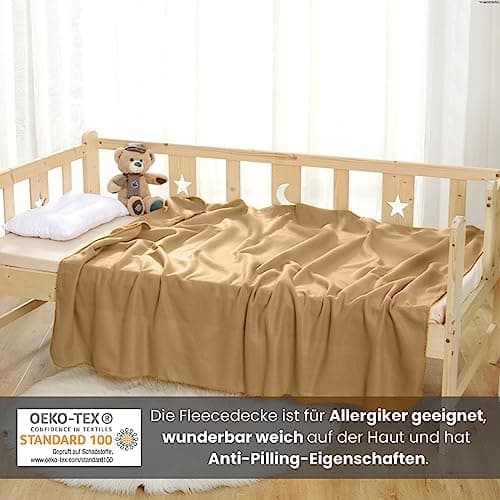 Wometo 2er Set Polar Fleecedecke OekoTex Lilaviolett Anti-Pilling Kettelrand