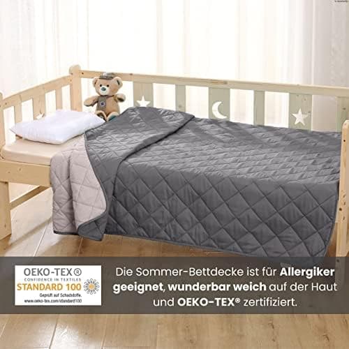 Wometo Microfaser Sommer Steppbett OekoTex - grün und hellgrün Kochfest -ideal für Camping und heiße Tage - 200x200 - oh
