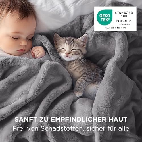BEDSURE Wohndecke Warm Grau - Weich, Fleecedecke für Frauen, Couch Überwurf 150x200cm