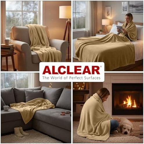 ALCLEAR Schokobraun Fleecedecken 130x160 cm, über 200 g/m2, SOFAGEDECKE DECKE Wohndecke Picknickdecke OEKO-TEX