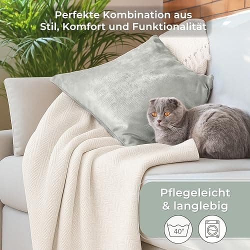 Gräfenstayn Premium Baumwolltagesdecke Creme - 100% Baumwolle - Sommerdecke - Fischgrätenmuster - Bett- und Couch-Überwu