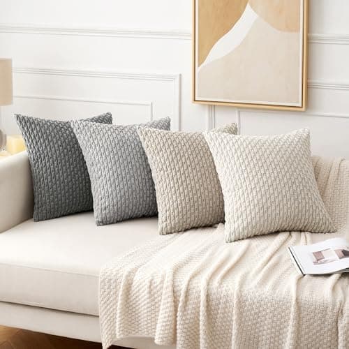 MIULEE 4er Set Dekorative Kissenhülle Wohnzimmer Schlafzimmer Orange Grün