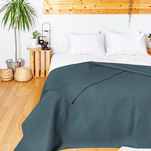 LAYNENBURG Premium Sommerdecke 150 x 200 cm - Waffelpique 100% Baumwolle - Creme OEKO-TEX STANDARD 100