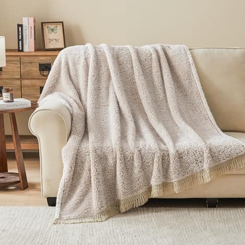 EMME Flauschige Sherpa Kuscheldecke Oeko-Tex 150x200 cm, perfekt für Winterspazieren und Relaxen - doppelseitig weich, l