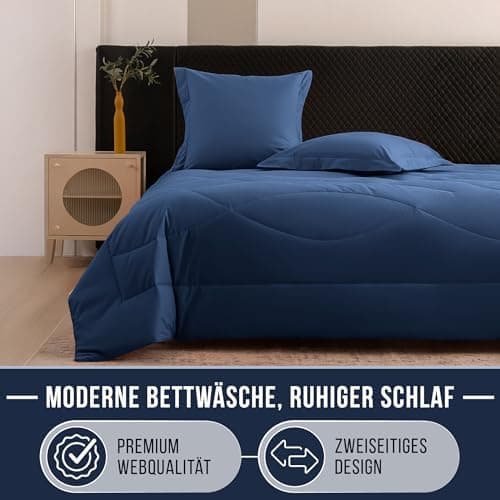 Oeko-TEX Zertifiziert_sleep komfortabel 4-jahreszeiten Bettdecke 135x200 Washbar Baumwolle & Mikrofaser Atmungsaktiv + K