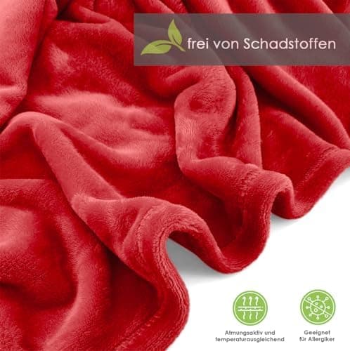Heimtexland Kuscheldecke flauschig Oekotex warm Super Soft Decke 130x170 cm Bordeaux weinrot