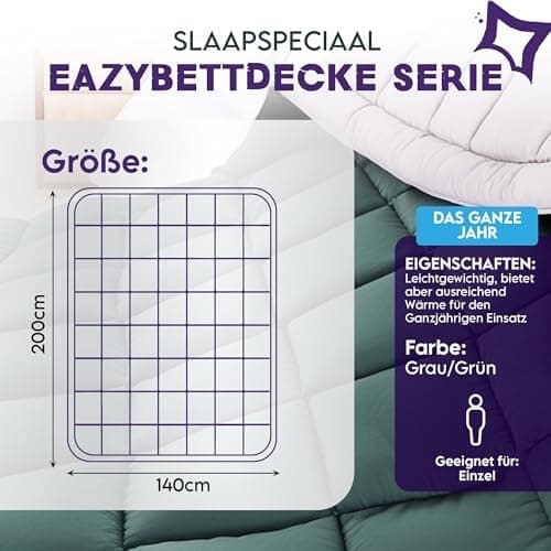 Bettdecke ohne Bezug 135x200 Grau Beige - Wärmeklasse 2 Steppdecke mit Gelfasern für Daunengefühl - Ganzjahresdecke