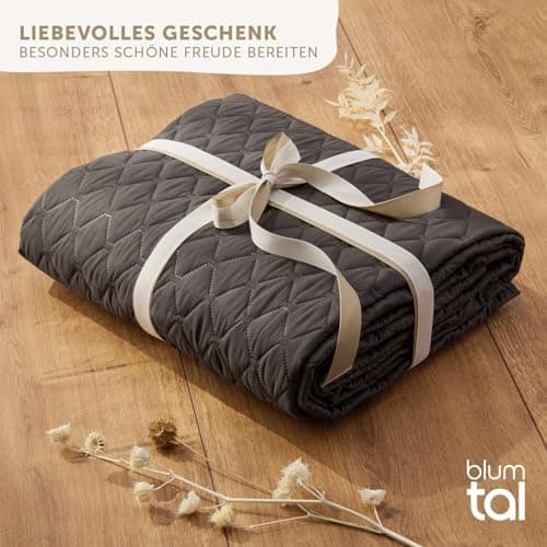 Blumtal Oeko-TEX zertifizierter Tagesdecke - Waschbar - Beige - 170x210 cm - Sofaüberwurf - Tagesdecke für Couch und Bet