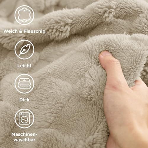 BEDSURE Kuscheldecke Flauschig - Weiche Warme für Zimmer Deko, Wohn- & Kuscheldecken, Hellbraun, 130 x 170 cm OEKO-TEX S