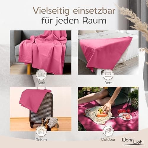Tagesdecke Grau 100% Baumwolle Pflegeleicht Sommerdecke