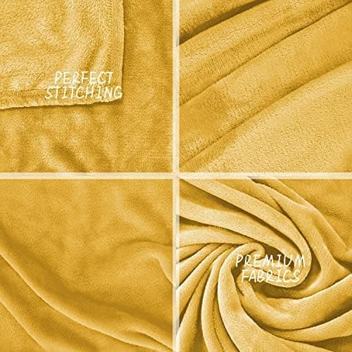FARFALLAROSSA Oeko-TEX Flauschig Kuscheldecke 130x160 cm - Super Weiche Fleecedecke als Sofaüberwurf - Wohndecke Gelb OE
