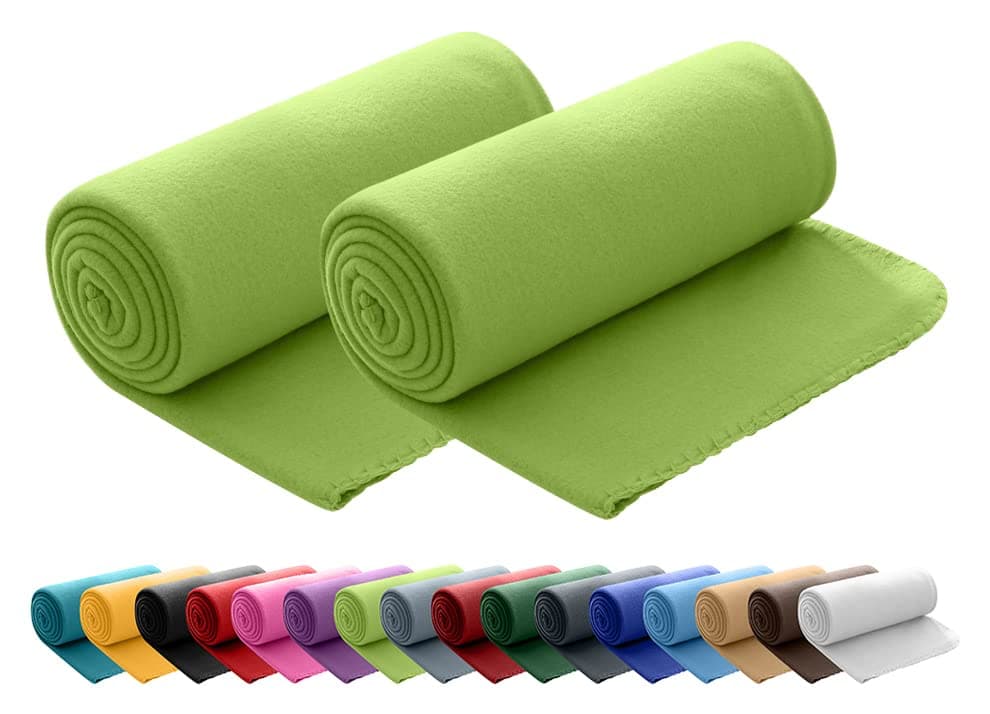 Wometo 2er Set Polar Fleecedecke OekoTex Lilaviolett Anti-Pilling Kettelrand