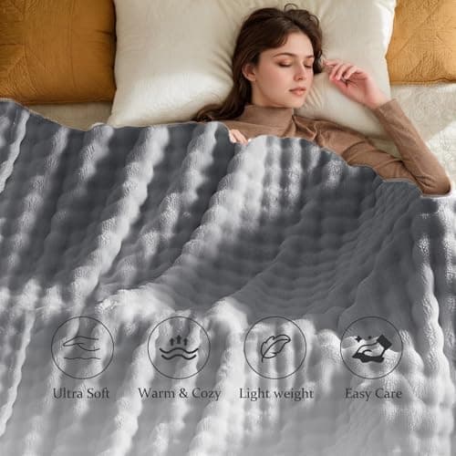 Kuscheldecke Milchsamt Blasen Decke Super Soft Warme Couchdecke 100 x 160cm White
