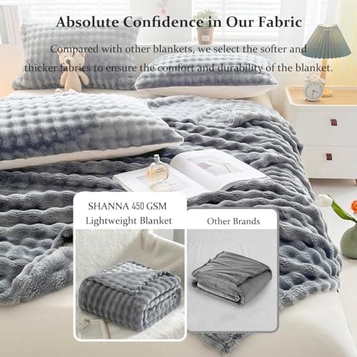 Kuscheldecke Milchsamt Blasen Decke Super Soft Warme Couchdecke 100 x 160cm White