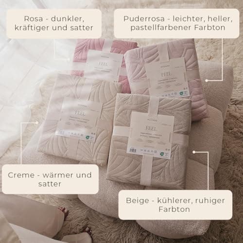 ROOM99 Elegante Tagesdecke Puderrosa, ideal für Bett und Sofa - Vielseitige Steppdecke 170 x 210 cm, OEKO-TEX STANDARDS