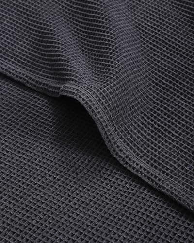 Premium Waffelpique Tagesdecke Grau 160x220cm - Leichte Sommerdecke für Bett und Sofa - 100% Baumwolle
