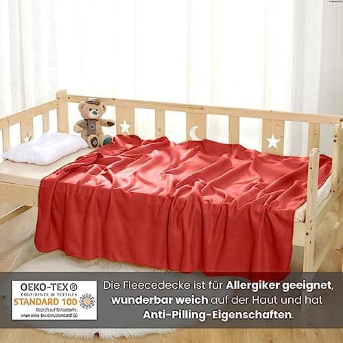 Wometo 2er Set Polar Fleecedecke OekoTex Lilaviolett Anti-Pilling Kettelrand