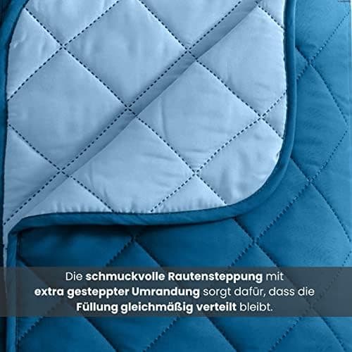 Wometo Microfaser Sommer Steppbett OekoTex - grün und hellgrün Kochfest -ideal für Camping und heiße Tage - 200x200 - oh