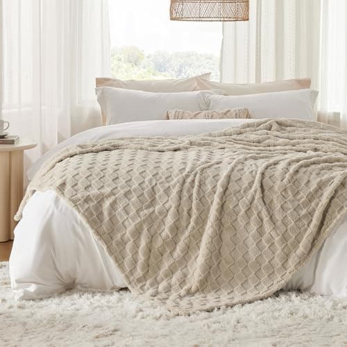 BEDSURE Kuscheldecke Flauschig - Weiche Warme für Zimmer Deko, Wohn- & Kuscheldecken, Hellbraun, 130 x 170 cm OEKO-TEX S