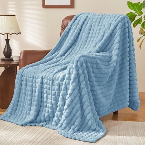 BEDELITE Flauschig Kuscheldecke Hellblau 125x150 für Sofa und Wohnzimmer OEKO-TEX STANDARD 100  
BEDELITE Hellblauer Fla