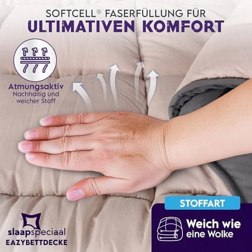 Bettdecke ohne Bezug 135x200 Grau Beige - Wärmeklasse 2 Steppdecke mit Gelfasern für Daunengefühl - Ganzjahresdecke