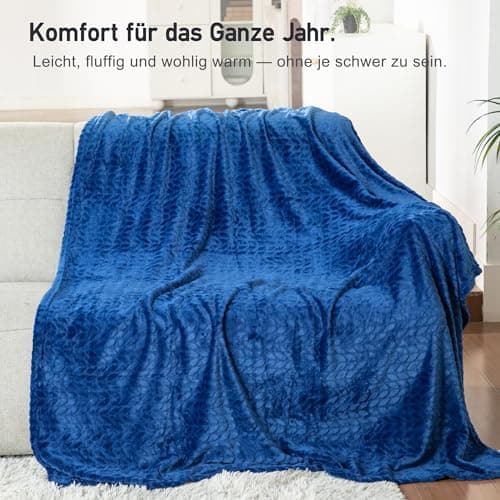 Winthome Kuscheldecke Flauschig Weich für Kinder geeignet, Warme Couchdecke Pflegeleicht, Kuschelige Fleecedecke für all