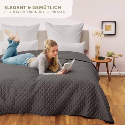 Blumtal Oeko-TEX zertifizierter Tagesdecke - Waschbar - Beige - 170x210 cm - Sofaüberwurf - Tagesdecke für Couch und Bet