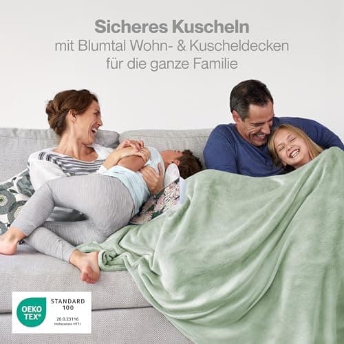 Blumtal wohndecke Anthrazit - flauschig - Oeko-TEX zertifiziert - 130x150 cm - Couch & Wohnzimmernutzung - Fliesdecke -