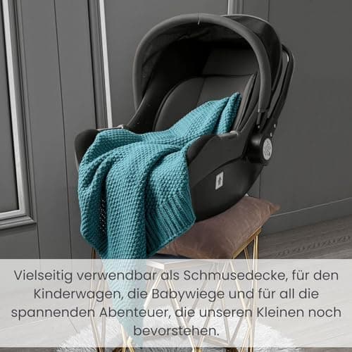 Oeko-Tex Wolle-Look Strickdecke Hellgrau Für Jungen Und Mädchen 70x100 - Wometo