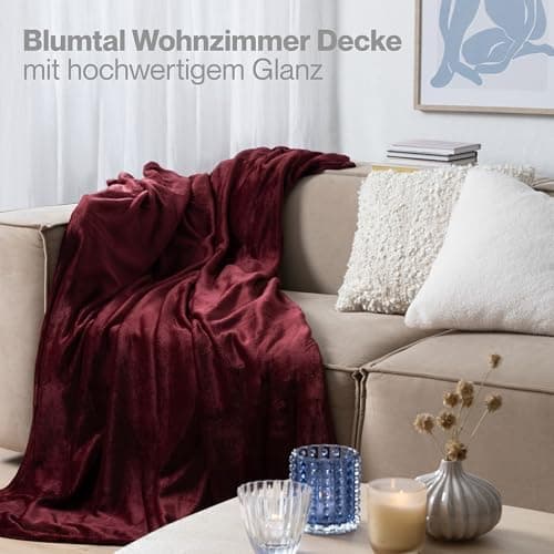 Blumtal wohndecke Anthrazit - flauschig - Oeko-TEX zertifiziert - 130x150 cm - Couch & Wohnzimmernutzung - Fliesdecke -