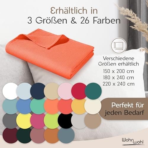 Tagesdecke Grau 100% Baumwolle Pflegeleicht Sommerdecke
