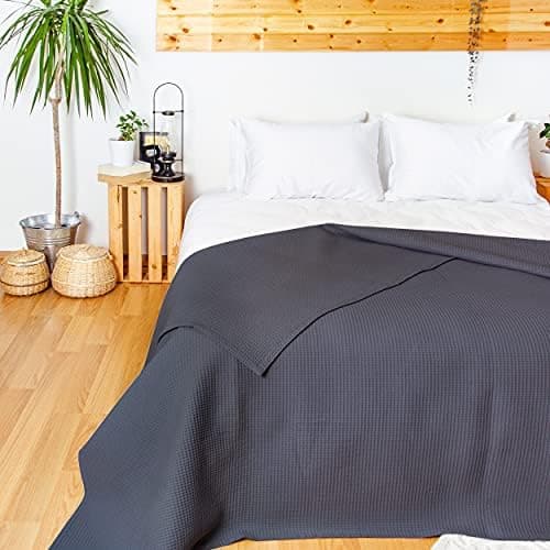 LAYNENBURG Premium Sommerdecke 150 x 200 cm - Waffelpique 100% Baumwolle - Creme OEKO-TEX STANDARD 100