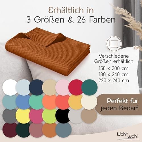Tagesdecke Grau 100% Baumwolle Pflegeleicht Sommerdecke