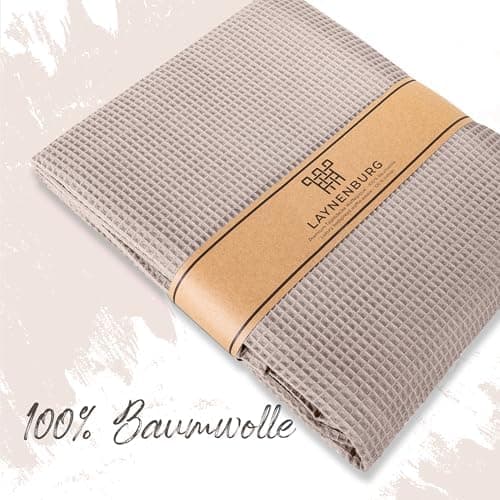 LAYNENBURG Premium Sommerdecke 150 x 200 cm - Waffelpique 100% Baumwolle - Creme OEKO-TEX STANDARD 100