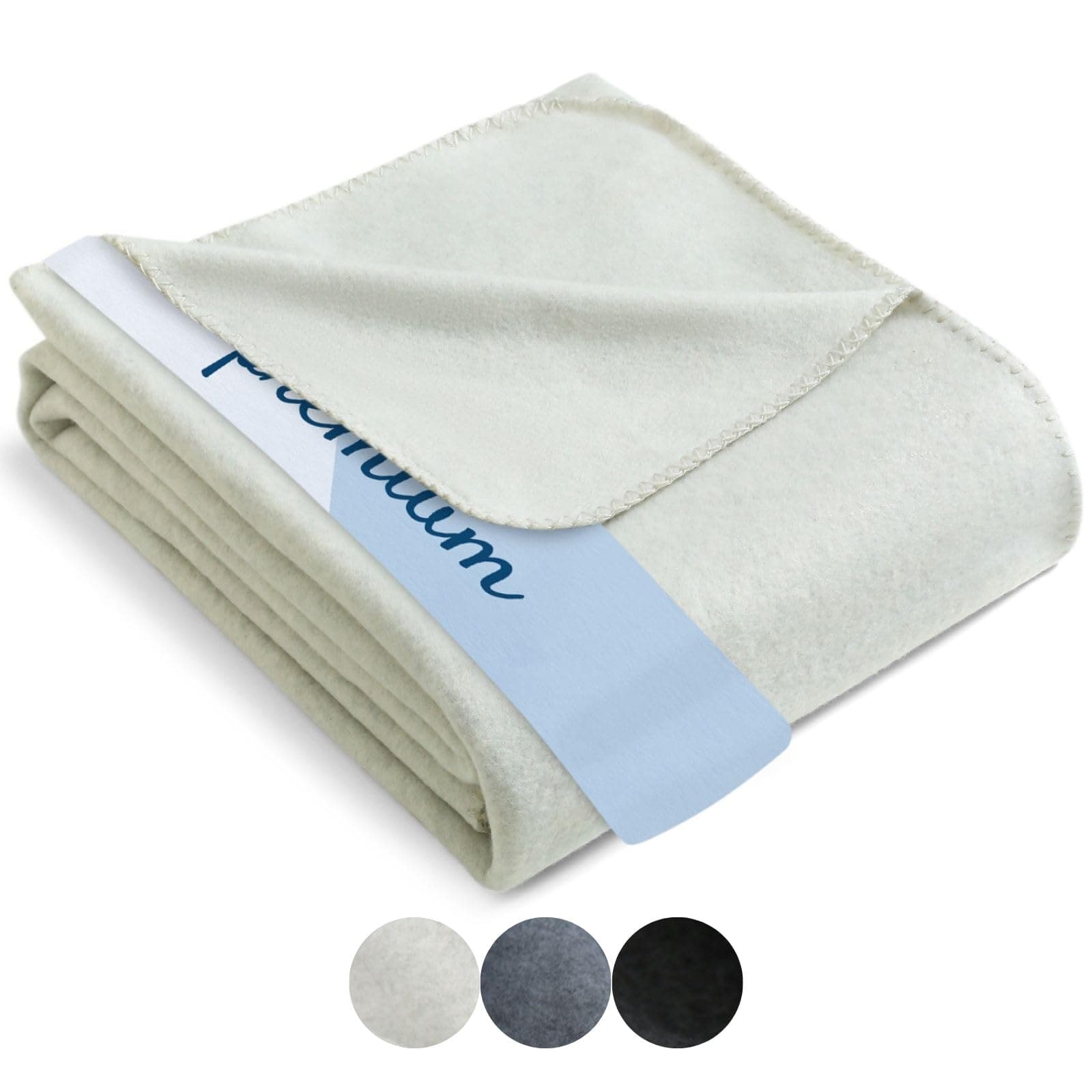 Wometo Premium Fleecedecke - weiß meliert (Bi-Color)Anti-Pilling 140x190 cm OEKO-TEX