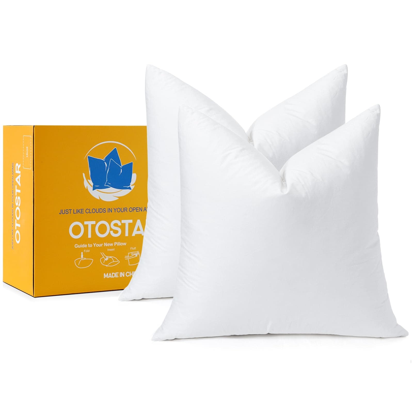 OTOSTAR weich daunen- und federfüllte Kissen, dekorativ für Sofa und Bett, 100 % Baumwollbezug, 50 x 50 cm, 2 Stück, hoc