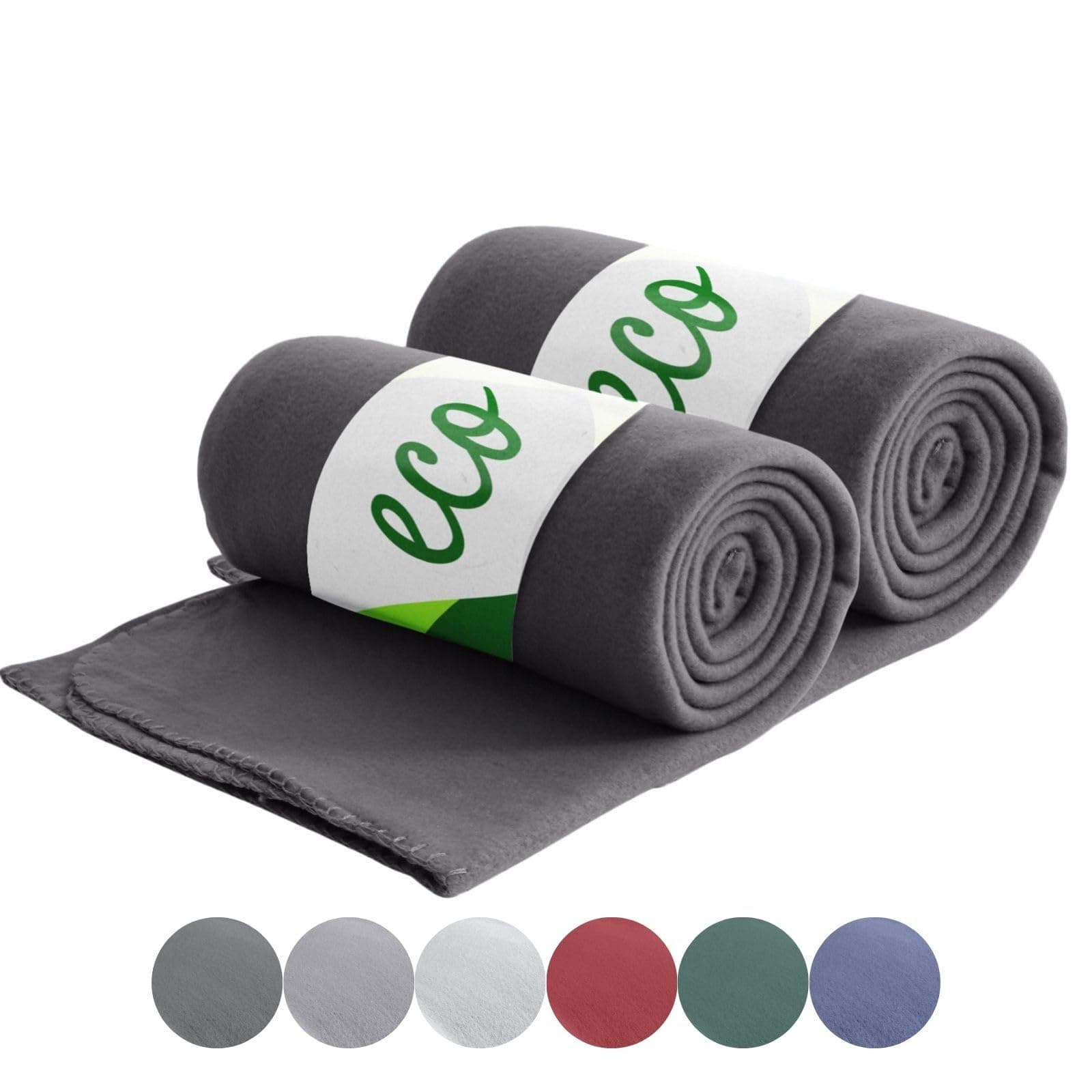 Wometo 2er Set Eco Fleecedecken - dunkelgrau, 130x160 cm, Anti-Pilling, Kettelrand, OEKO-TEXStandard 100