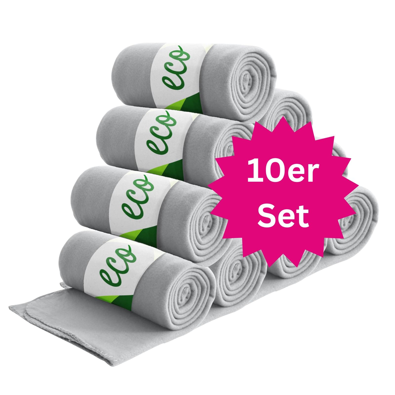 Wometo 10er Vorteilspack Eco Fleecedecke - hellgrau 130x160 cm Anti-Pilling OEKO-TEX