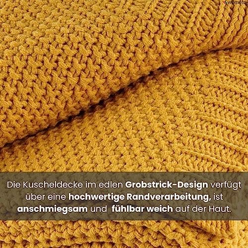 Wometo Kuscheldecke Strick warme weiche Strickmuster grau 140x190 OEKO-TEX