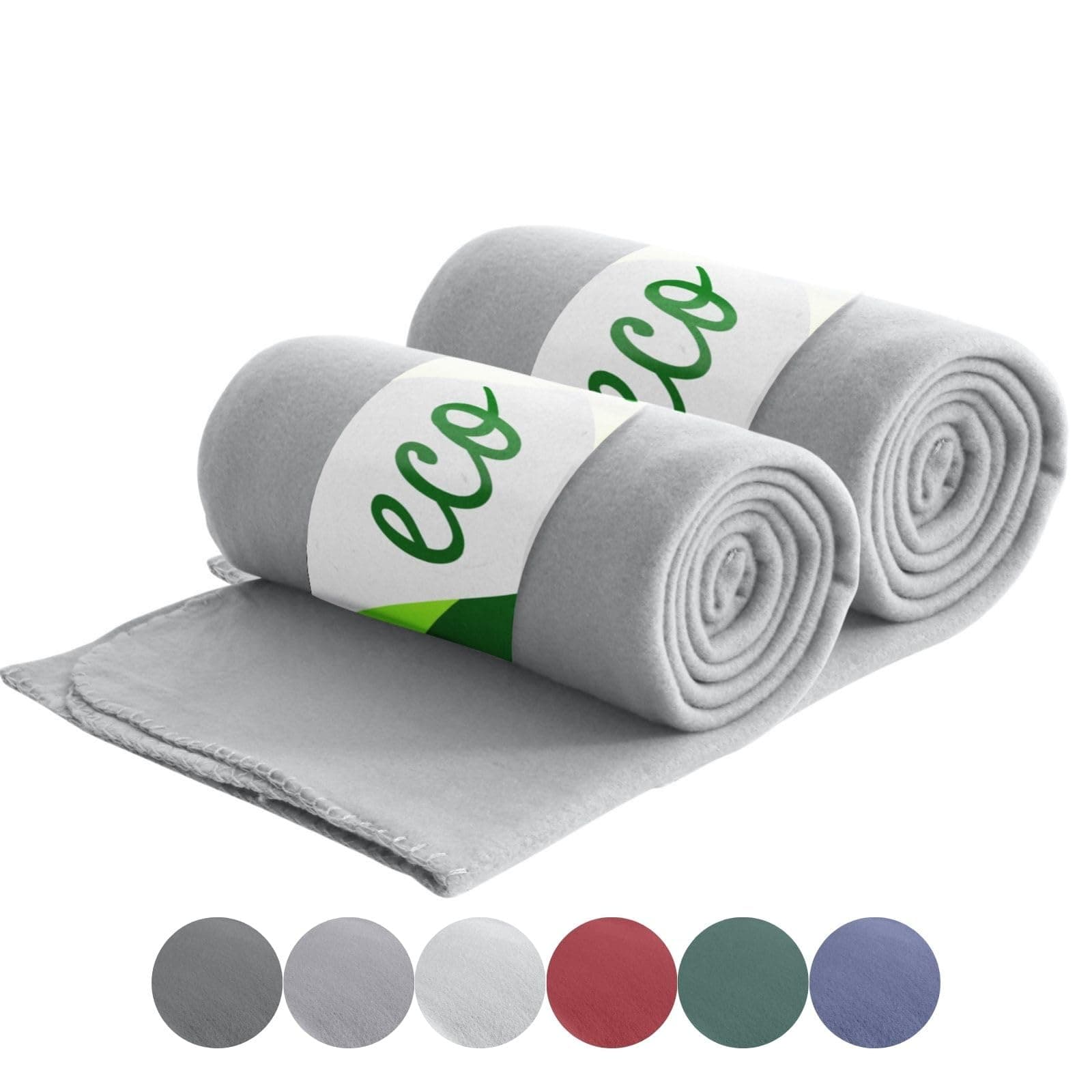 Wometo 2er Set Eco Fleecedecken - Anti-Pilling hellgrau 130x160 cm OEKO-TEX