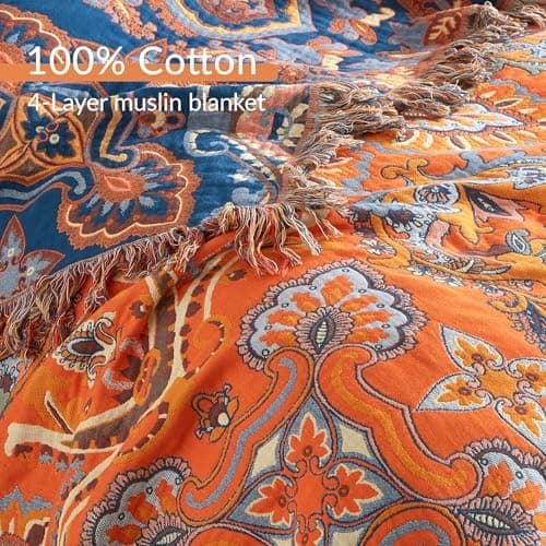 SOFTEXLY Boho Decke – Kuschelige Tagesdecke & Bettüberwurf 150x200cm, Aesthetic Design & Doppelseitige Musselin, Ideal f