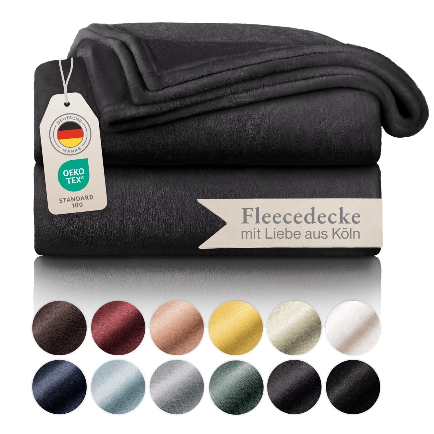 Blumtal wohndecke Anthrazit - flauschig - Oeko-TEX zertifiziert - 130x150 cm - Couch & Wohnzimmernutzung - Fliesdecke -