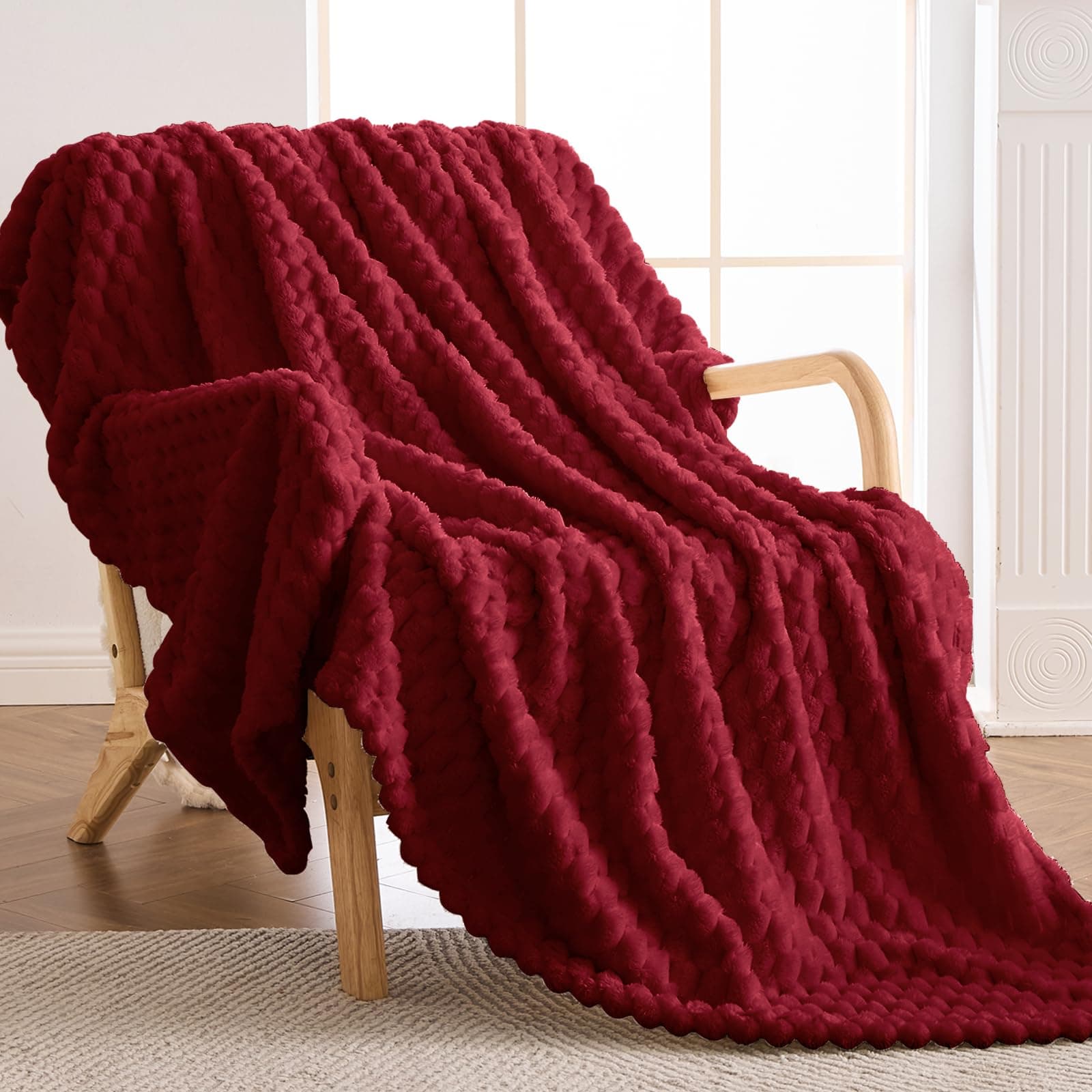 Vielit Ultraweiche Kuscheldecke Flauschig Rot – Warme & Gemütliche Couch & Sofadecke, Atmungsaktiv & Pflegeleicht, OEKO-