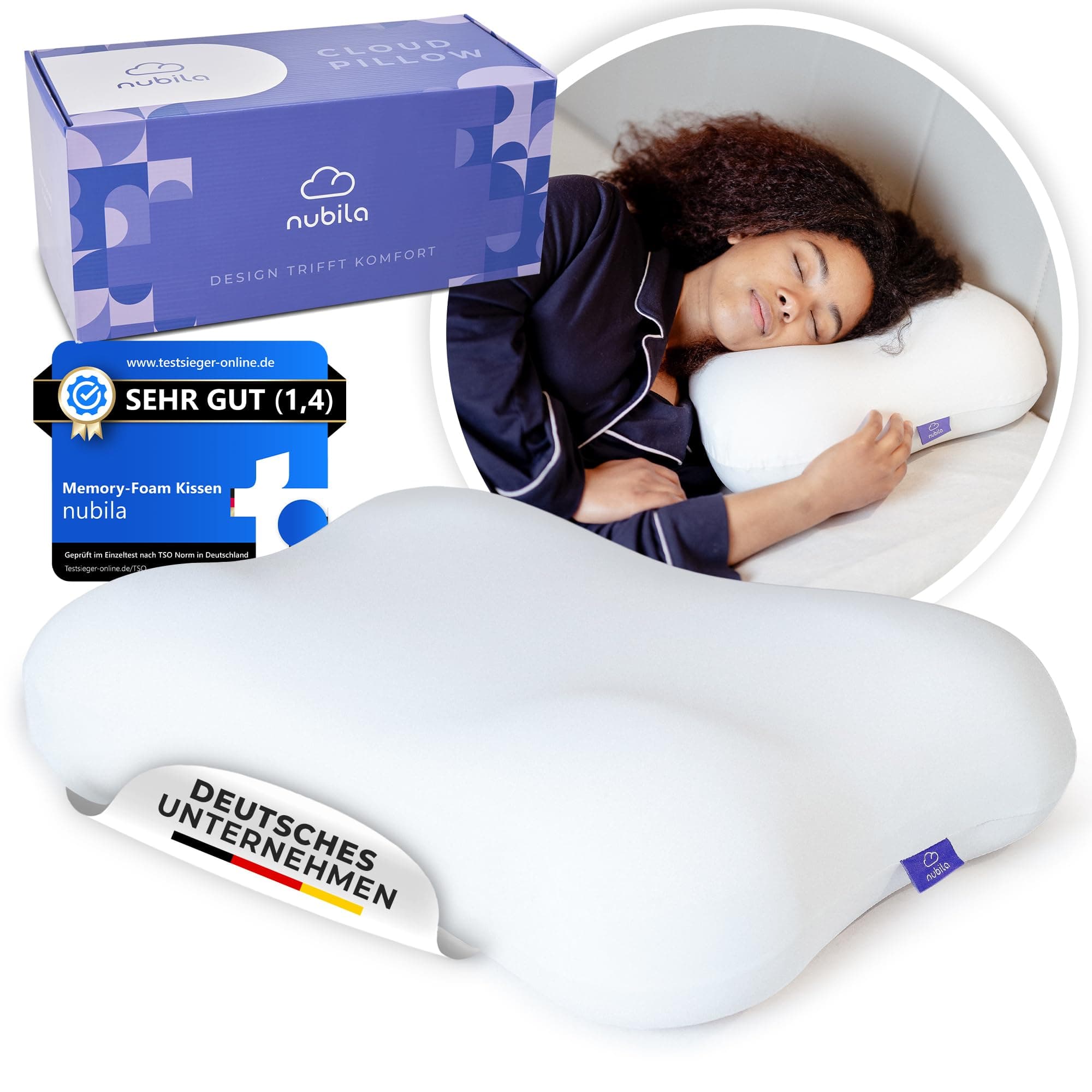 Nubila® Orthopädisches Nackenstützkissen für Seitenschläfer | Rückenschmerzen lindert | Extra Soft 40x20 cm | Schlafqual