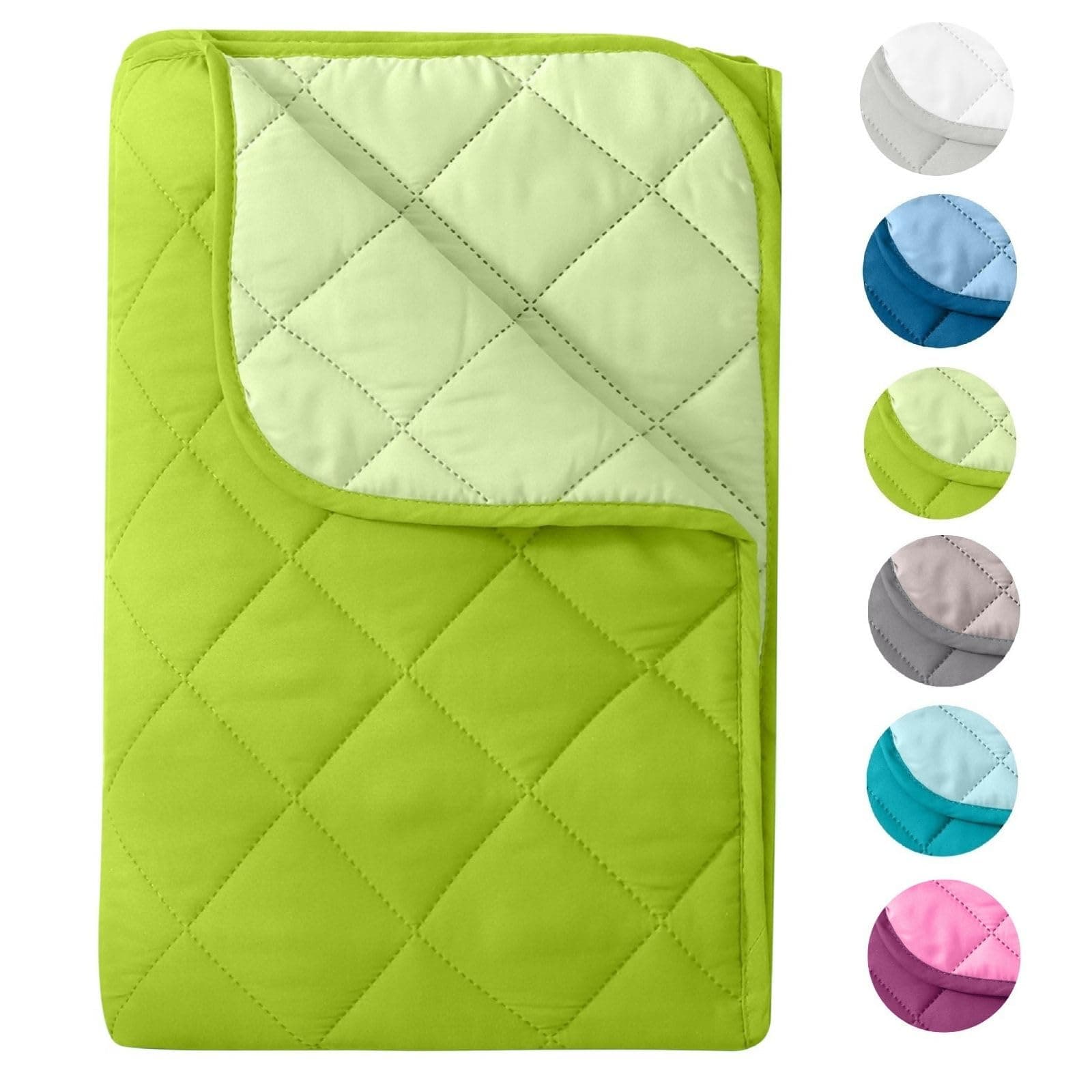 Wometo Microfaser Sommer Steppbett OekoTex - grün und hellgrün Kochfest -ideal für Camping und heiße Tage - 200x200 - oh