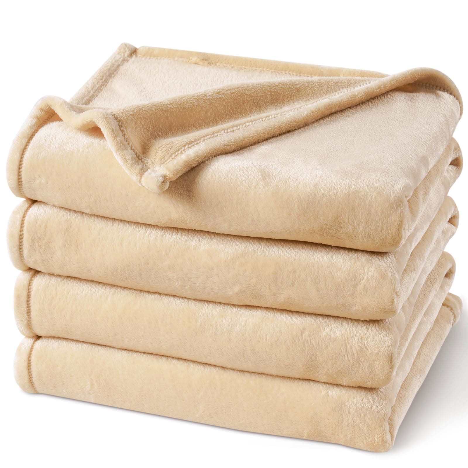 Oeko-Tex Weich Warm Kuscheldecke PHF Flauschig Fleecedecke 130x150cm - Beige, Couch, Sofa & Bett Überwurf