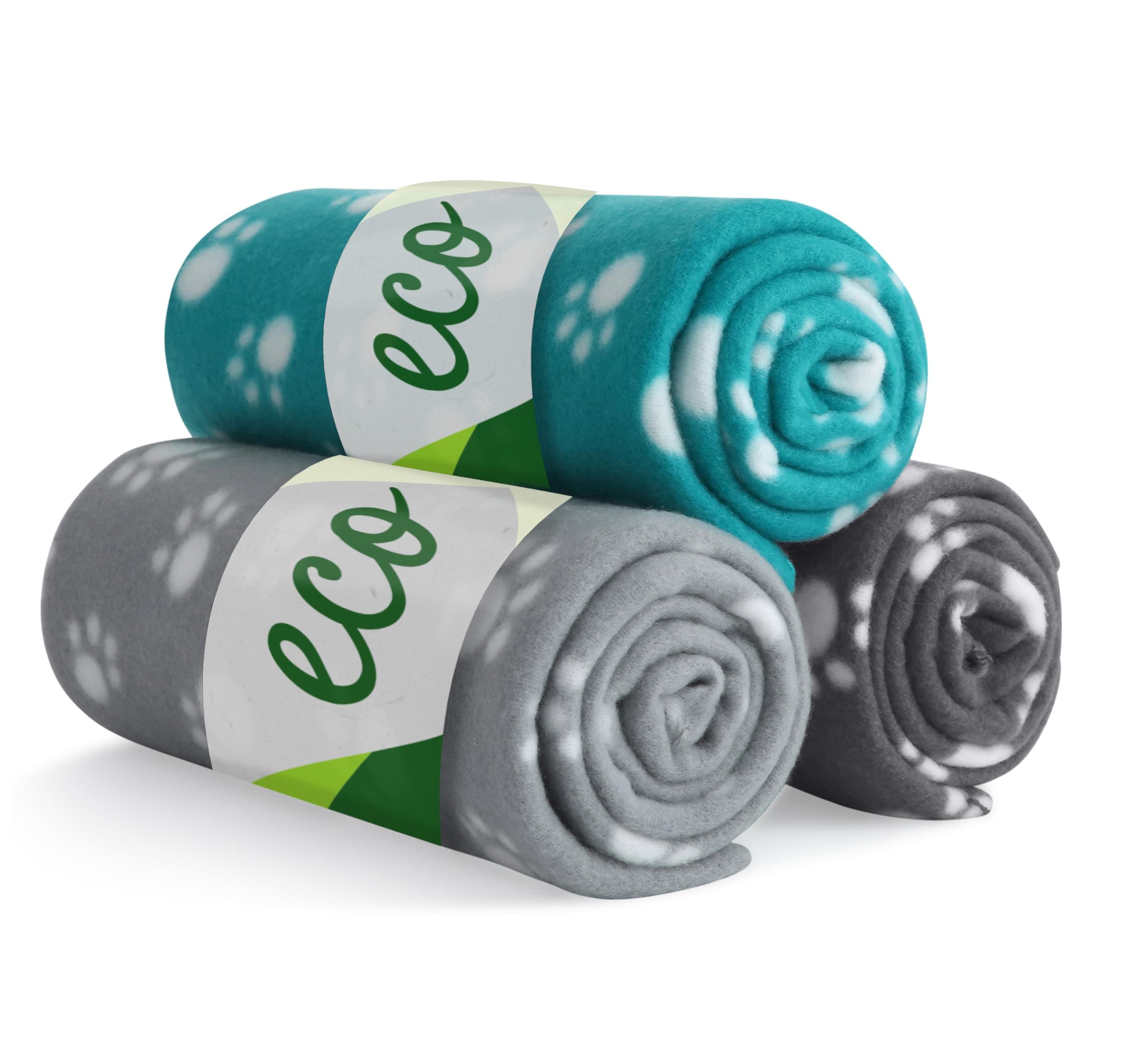 Wometo eco Tierdecke 3er-Set 100% recyceltes Material Oeko-TEX geprüft 70x100 cm grau, dunkelgrau und türkis OEKO-TEX ST