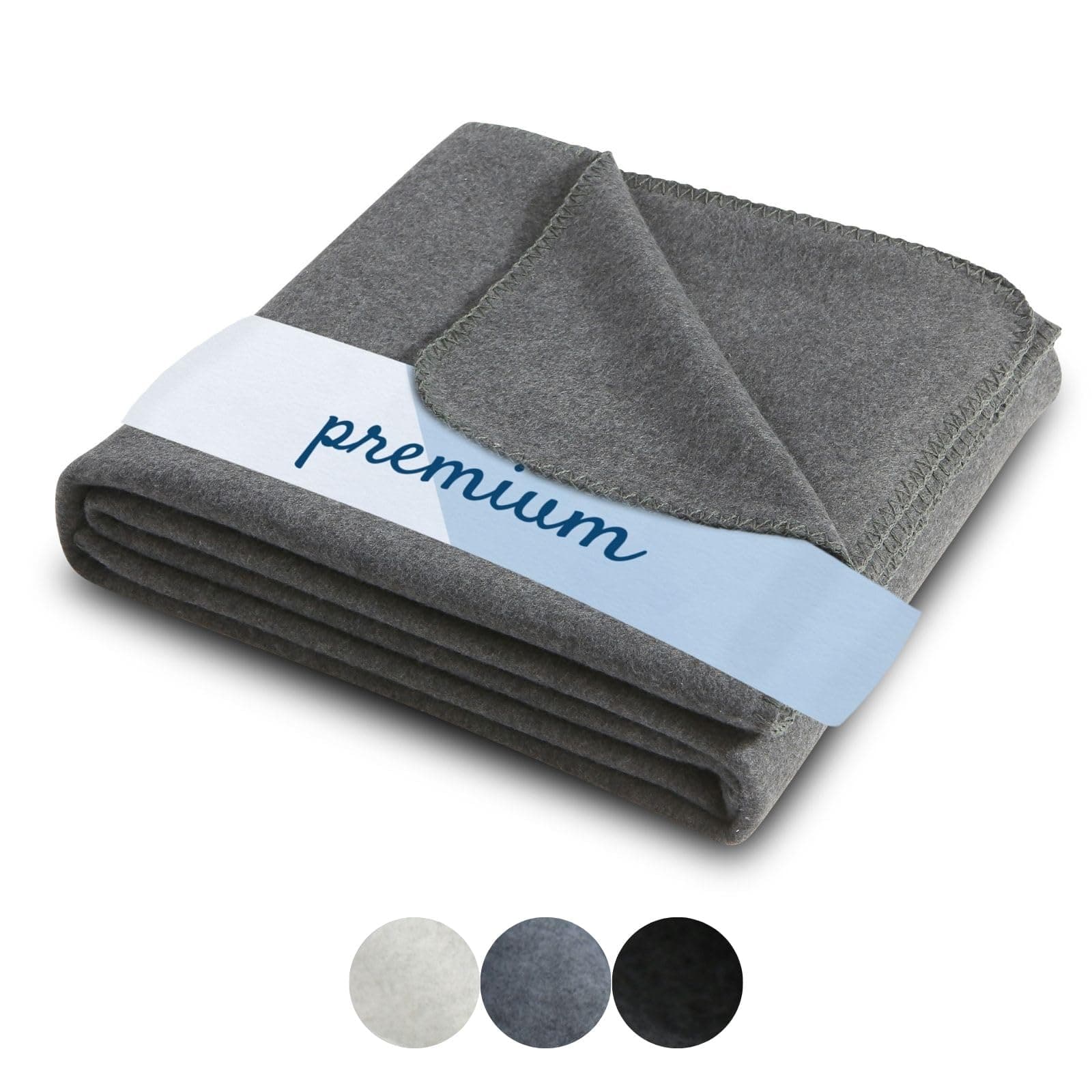 Premium Fleecedecke wometo - dunkelgrau Melange Anti-Pilling Qualitäts-Kettelrand 140x190 cmtg

Premium Fleecedecke wome