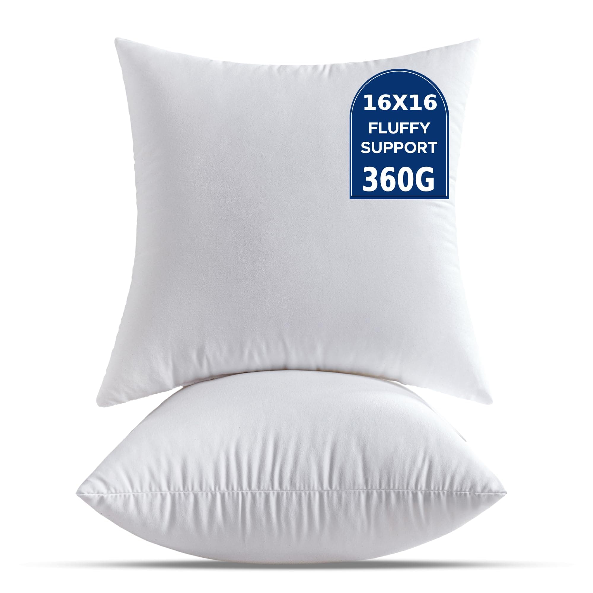 2er Set Kissenfüllung: Quadratisch Dekokissen für Wohnzimmer und Couch - Weiß - Kleine Kopfkissen Innenkissen 40 x 40 cm